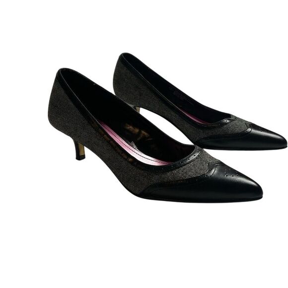 Isaac Mizrahi Women's Black Gray Pointed Toe Pumps Size 8 Formal Heel - Picture 8 of 13